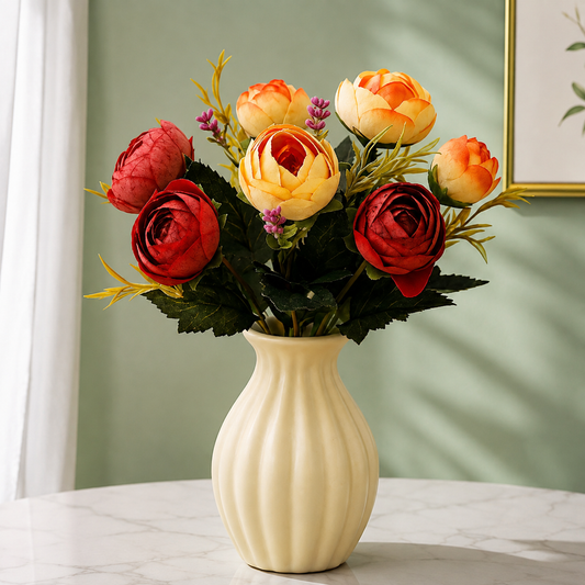 Pink & Green Artificial Peony Flowers