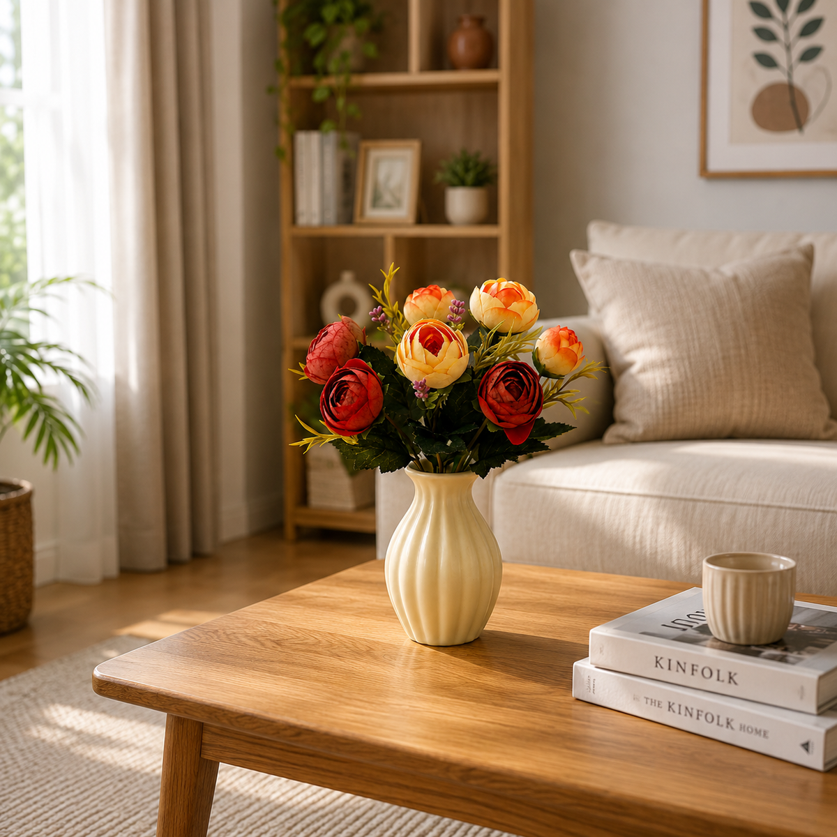 Peach Artificial Rose Flowers
