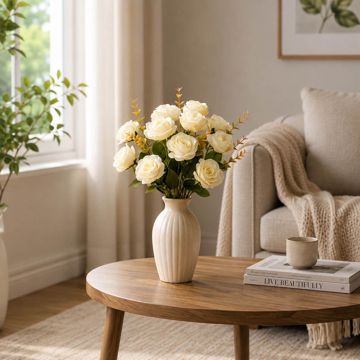 White Rose Artificial Flower