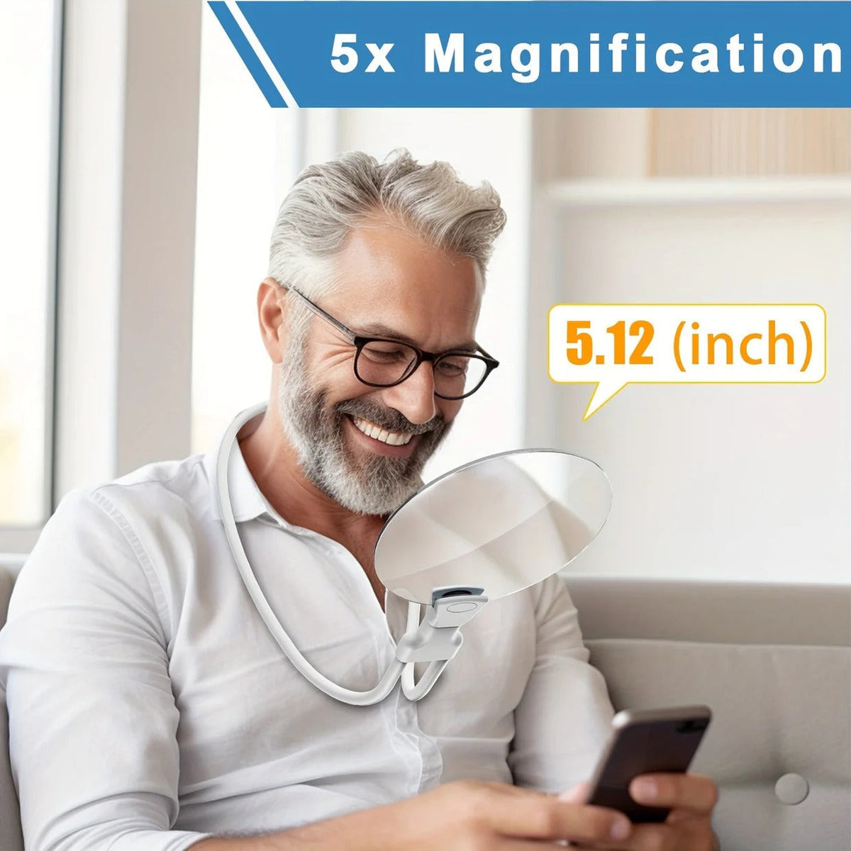 Lenzio™ - Hands-Free 5X Magnification for Reading and Crafts