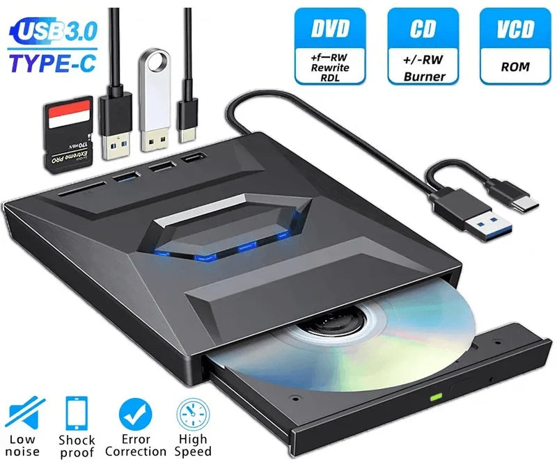 Arcena™ - Slim 3-in-1 Optical Drive for Travel